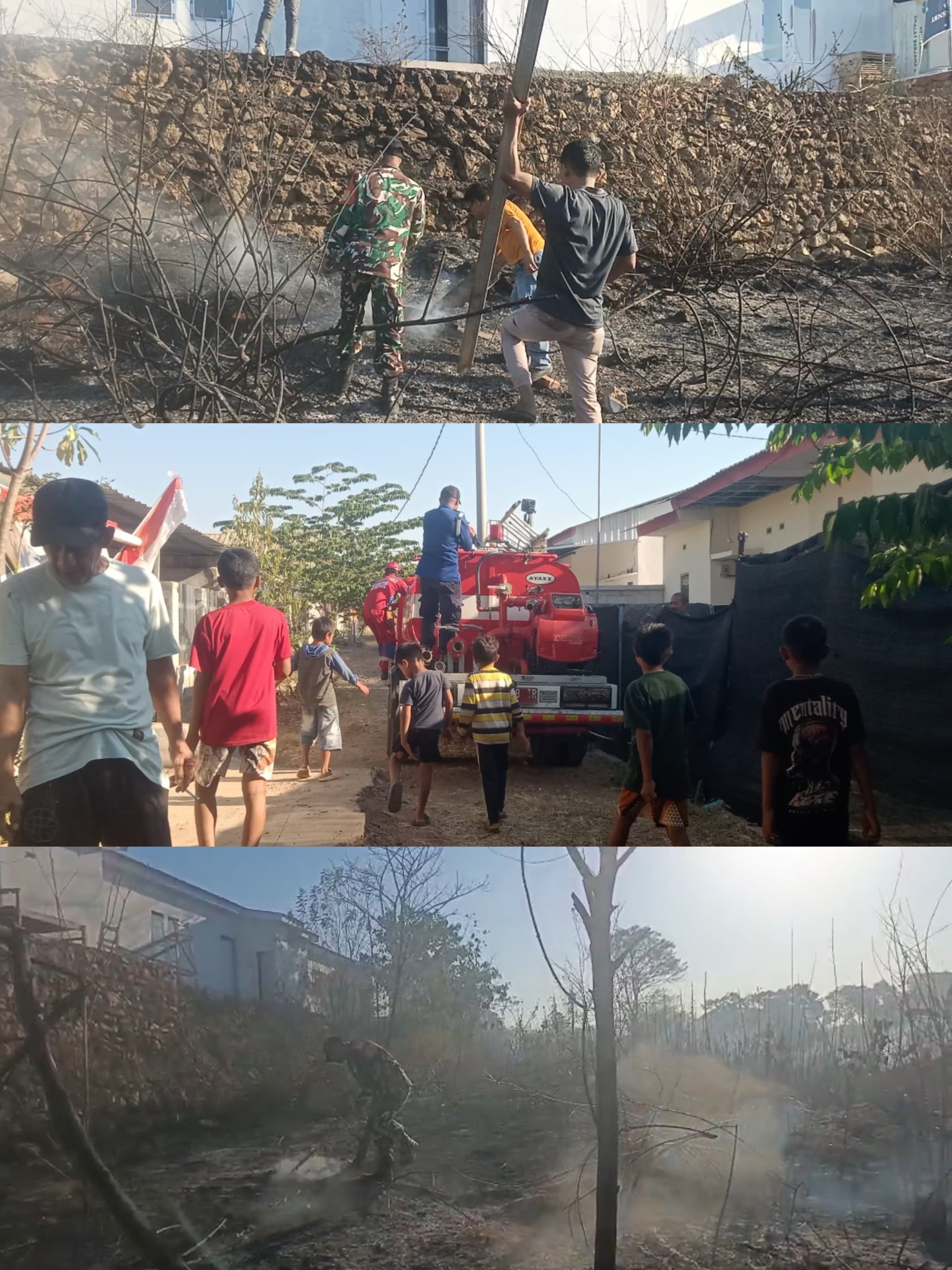 *Bahu-Membahu, TNI, Damkar, dan Masyarakat Berhasil Mengendalikan Api di Moncongloe*