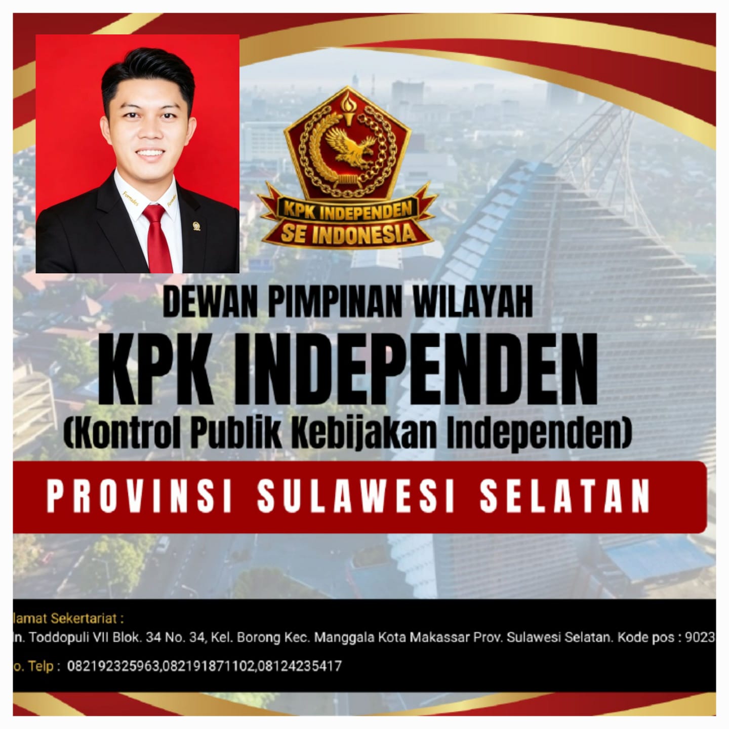 Warga Jeneponto Dipercaya Pimpin DPW KPK Independen Sulsel, Siap Perkuat Kontrol Publik Kebijakan Pemerintah